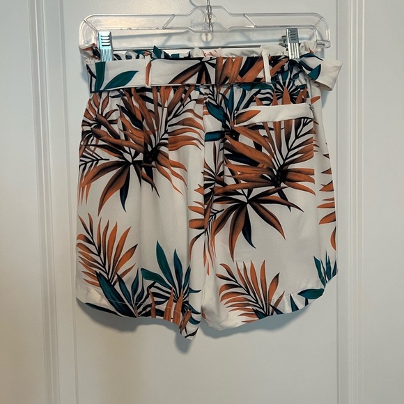SHEIN High Waist Tropical Print Shorts - Brown and Green - Picture 2 of 7